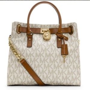 Michael Kors Vanilla Monogram Hamilton Bag Large